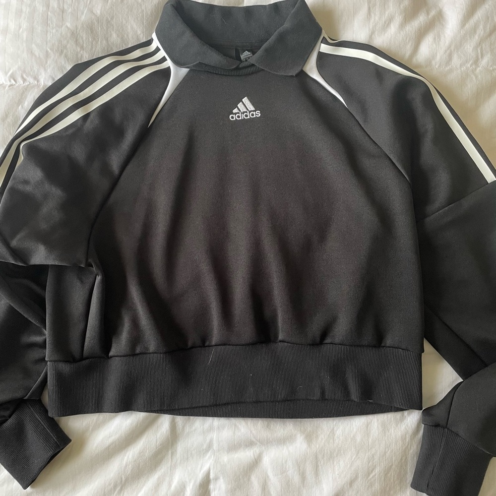 Adidas Black Cropped Sweatshirt